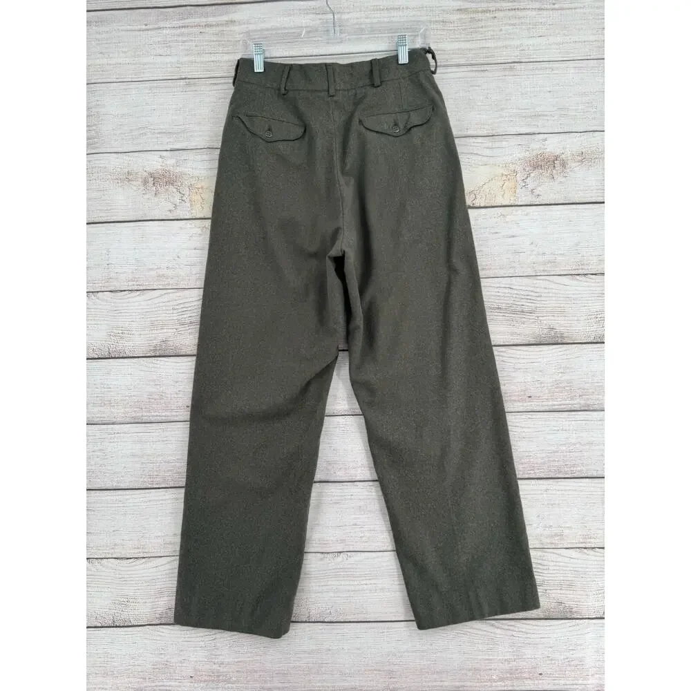 Vintage 50's 1957 US Army Wool‎ Trousers Men's 27x30 Kersey Green